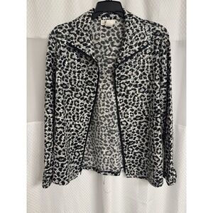 MaxiMa Vintage Women's Zip Up Jacket Blouse Blazer Large Black & White USA